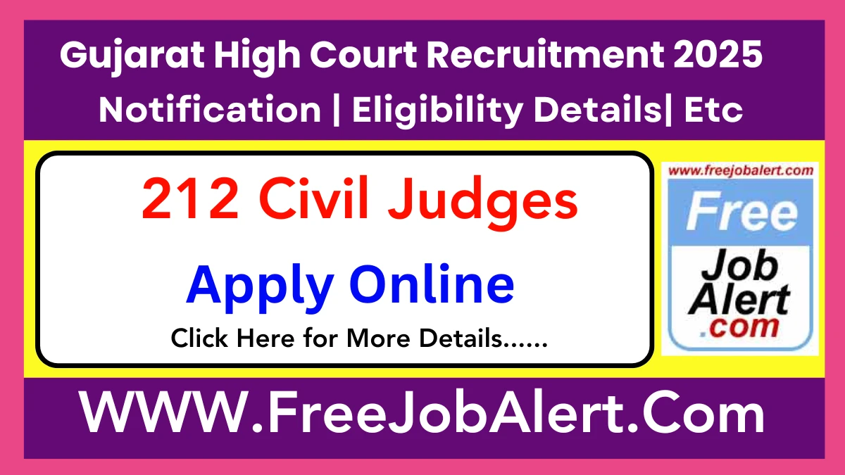 Gujarat High Court Civil Judges Recruitment 2025 - Apply Online for 212 Posts