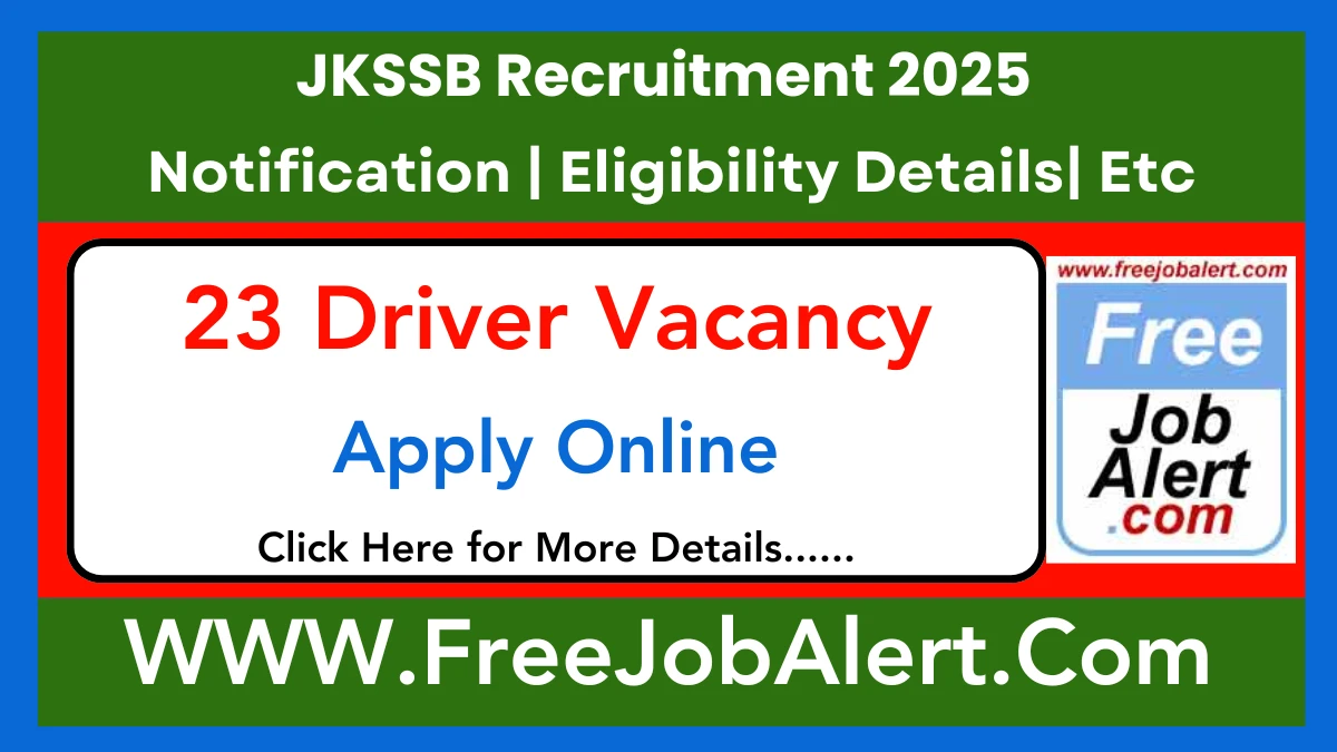 JKSSB Driver Recruitment 2025 - Apply Online for 23 Posts