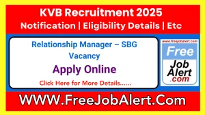 KVB Relationship Manager – SBG Recruitment 2025 - Apply Online