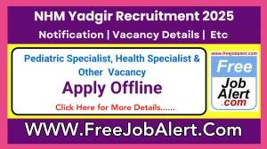 NHM Yadgir Pediatric Specialist, Health Specialist & Other Recruitment 2025 - Apply Offline for 18 Posts