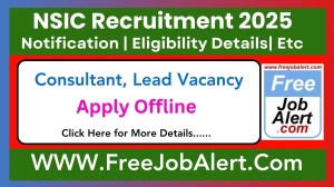 NSIC Consultant, Lead Recruitment 2025 - Apply Offline for 5 Posts