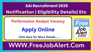 Sports Authority of India Performance Analyst Recruitment 2025 - Apply Online