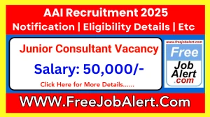 AAI Junior Consultant Recruitment 2025 - Apply Offline