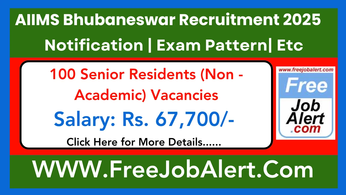 AIIMS Bhubaneswar Senior Residents (Non - Academic) Recruitment 2025 - Apply Online for 100 Posts