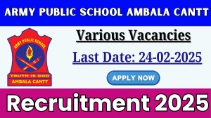 Army Public School Ambala Cantt TGT, PRT and Asst Computer Lab Technician Recruitment 2025 - Apply Offline
