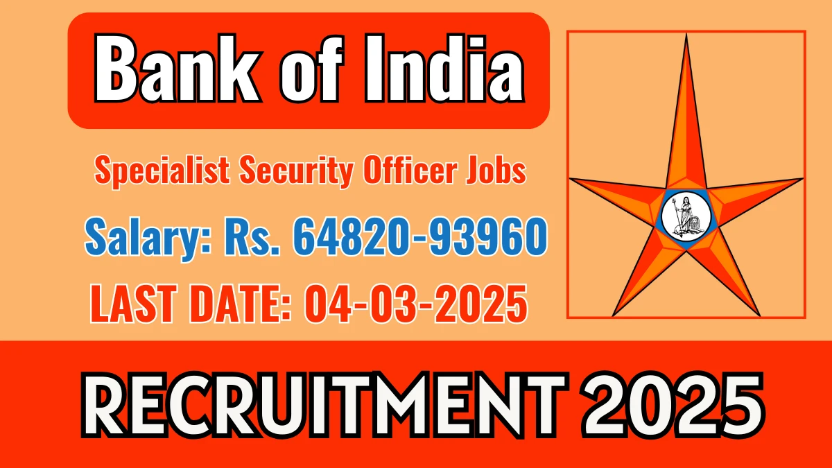 Bank Of India SO Recruitment 2025 Apply Online For 10 Posts