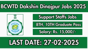 BCWTD Dakshin Dinajpur Support Staffs Recruitment 2025 - Apply Offline