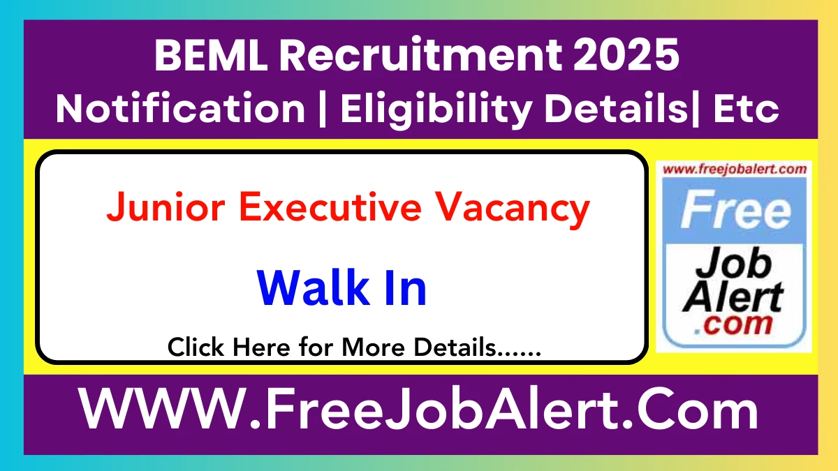 BEML Junior Executive Recruitment 2025 – Walk in for 18 Posts