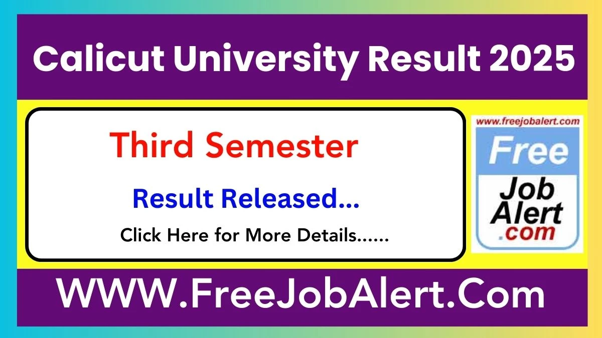 Calicut University Result 2025 (Released) at uoc.ac.in - How to check Calicut University Third Semester Results Here