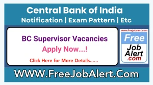 Central Bank of India BC Supervisor Recruitment 2025 - Apply Offline