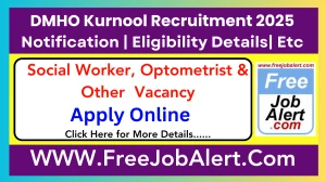 DMHO Kurnool Social Worker, Optometrist & Other Recruitment 2025 – Walk in for 6 Posts