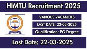 HIMTU Various Posts Recruitment 2025 - Apply Online for 33 Posts