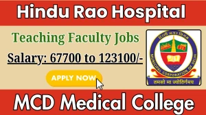 Hindu Rao Hospital MCD Medical College Teaching Faculty Recruitment 2025 - Apply Offline for 20 Posts