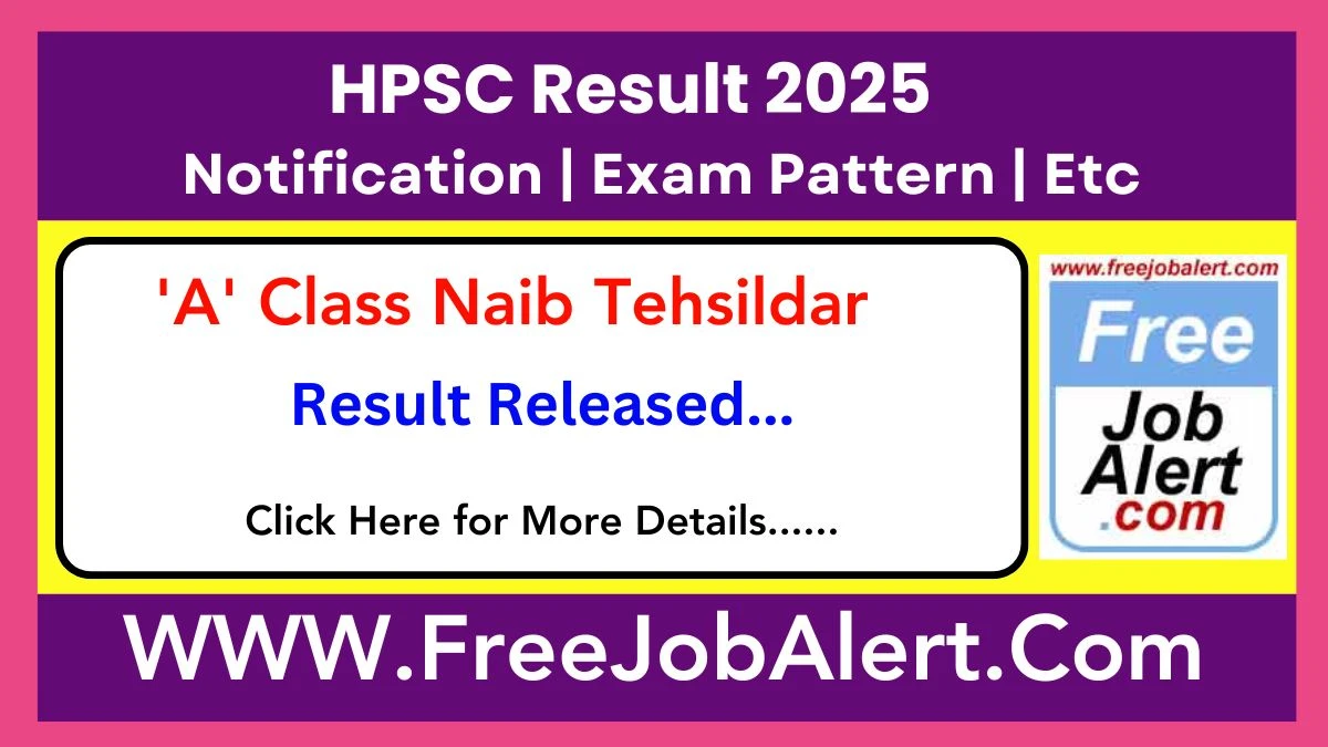 HPSC Result 2025 Released. Direct Link to Check HPSC A Class Naib Tehsildar Result 2025 hpsc.gov.in