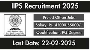 IIPS Project Officer Recruitment 2025 - Apply Online for 01 Posts