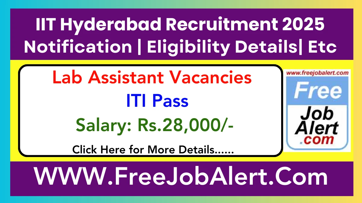 IIT Hyderabad Lab Assistant Recruitment 2025 - Apply Online