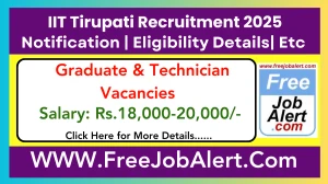 IIT Tirupati Graduate Apprentice, Technician Apprentice Recruitment 2025 - Apply Online for 26 Posts