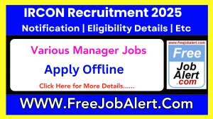 IRCON Various Manager Recruitment 2025 - Apply Offline for 5 Posts