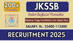 JKSSB Junior Engineer Recruitment 2025 - Apply Online for 292 Posts