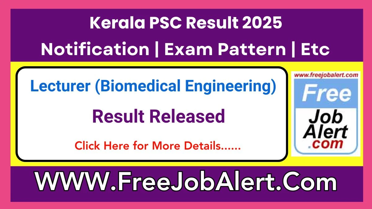 Kerala PSC Lecturer Result 2025 Declared keralapsc.gov.in Check Kerala PSC Merit List Here