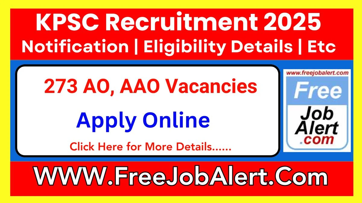 KPSC Agricultural Officer, Assistant Agricultural Officer Recruitment 2025 - Apply Online for 273 Posts