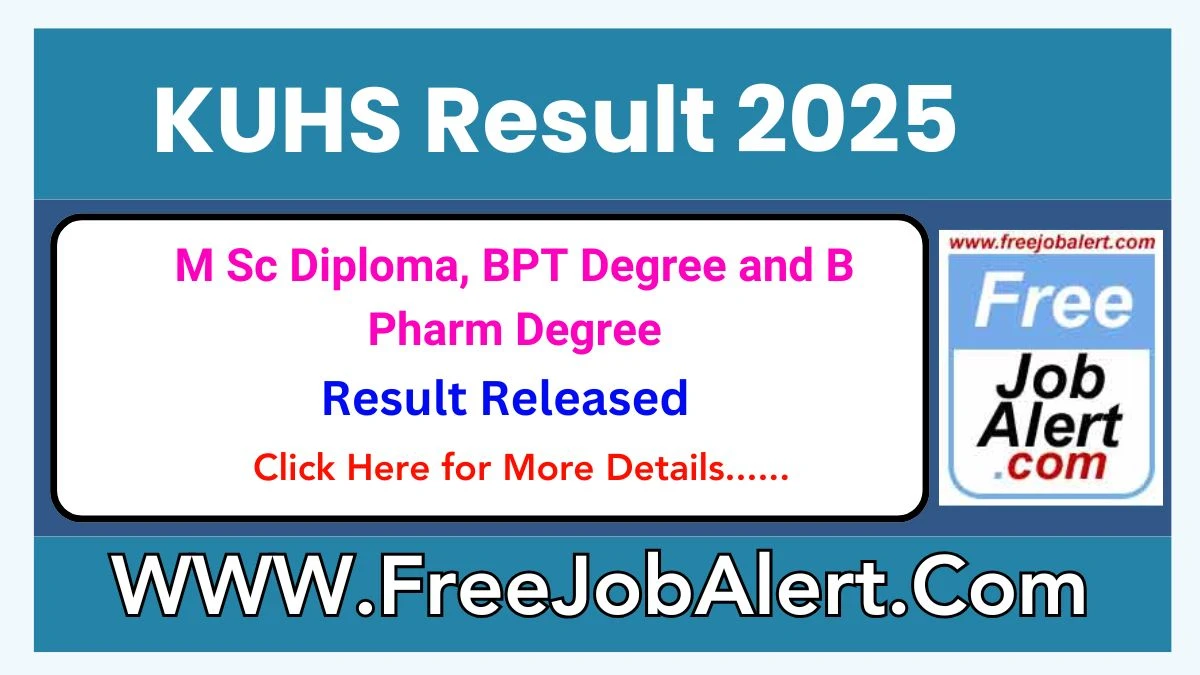 KUHS Result 2025 Out at kuhs.ac.in - How to check KUHS M Sc Diploma, BPT Degree and B Pharm Degree Results Here