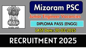 Mizoram PSC Junior Engineer Recruitment 2025 - Apply Online for 10 Posts
