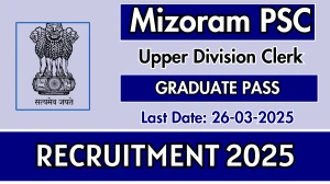 Mizoram Public Service Commission (Mizoram PSC) Upper Division Clerk Recruitment 2025 - Apply Online for 53 Posts