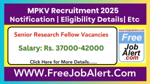 MPKV Senior Research Fellow Recruitment 2025 - Apply Offline