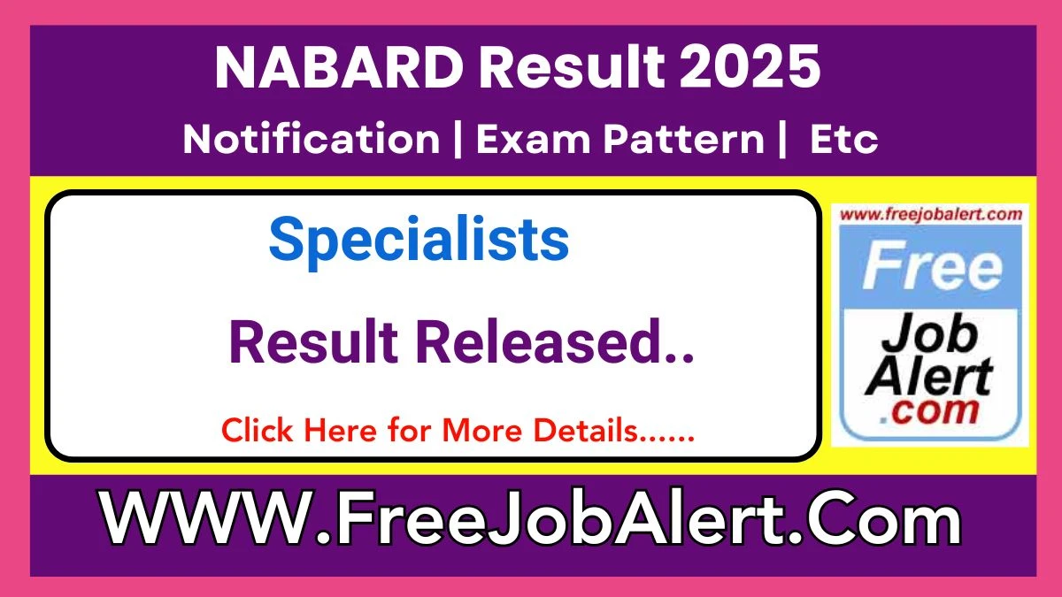 NABARD Result 2025 Announced. Direct Link to Check NABARD Specialists Result 2025 nabard.org