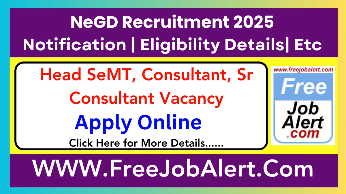 NeGD Head SeMT, Consultant, Sr Consultant Recruitment 2025 - Apply Online for 10 Posts