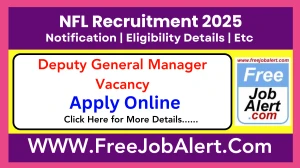 NFL Deputy General Manager Recruitment 2025 - Apply Online