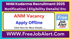 NHM Koderma ANM Recruitment 2025 - Apply Offline for 3 Posts