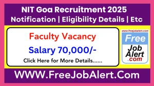 NIT Goa Faculty Recruitment 2025 - Apply Online