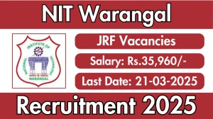 NIT Warangal Junior Research Fellow Recruitment 2025 - Apply Offline
