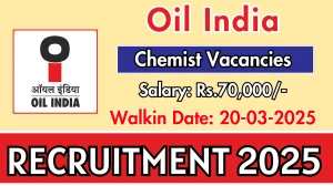Oil India Contractual Chemist Recruitment 2025 – Walk in