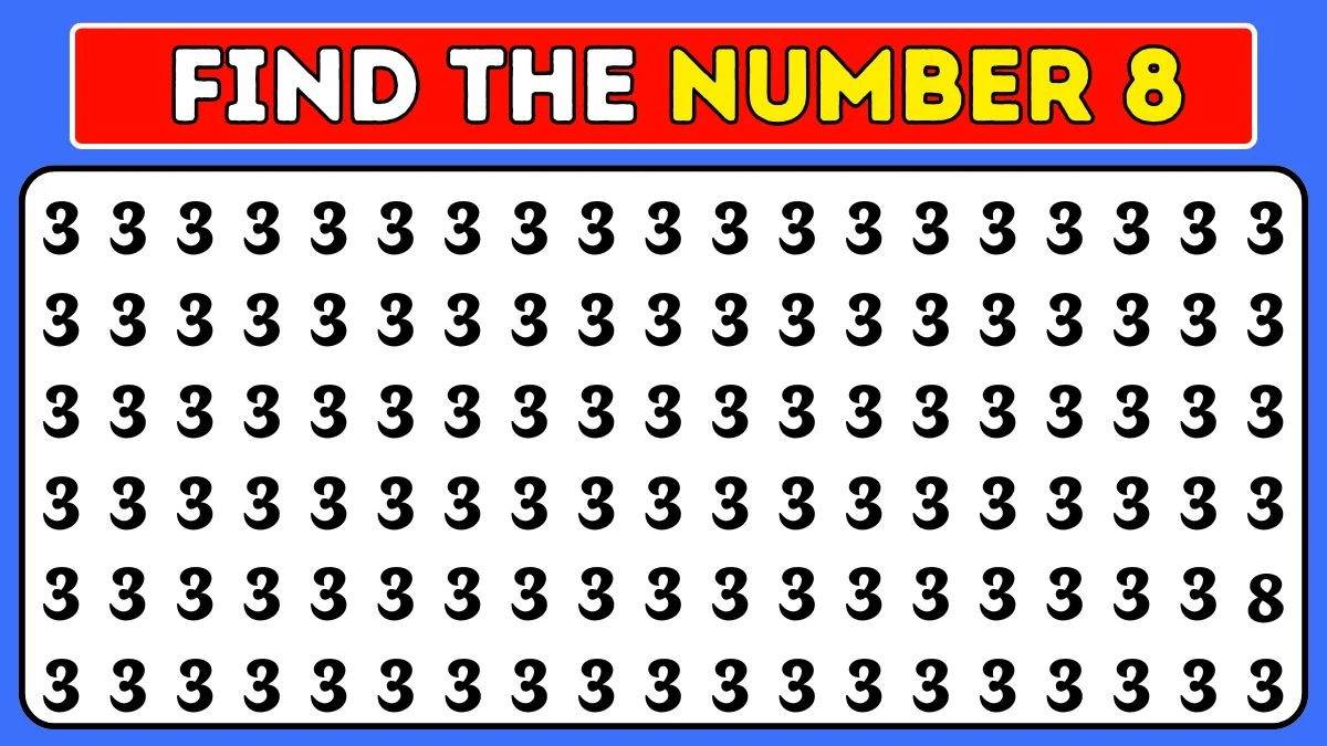 Optical Illusion Eye test: Find the number 8 among 3s within 8 Seconds