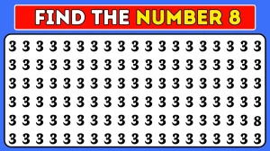 Optical Illusion Eye test: Find the number 8 among 3s within 8 Seconds