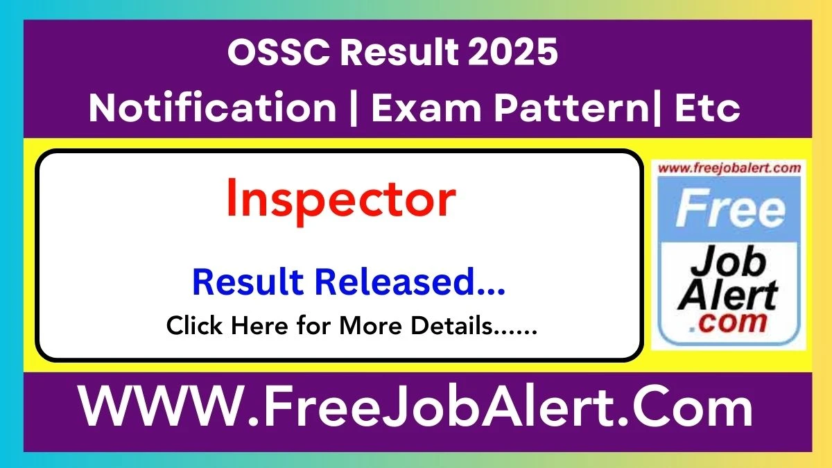 OSSC Inspector Result 2025 Declared ossc.gov.in Check OSSC Merit List Here