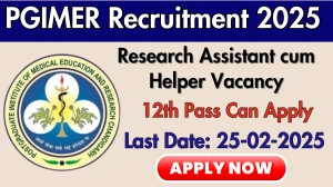 PGIMER Research Assistant cum Helper Recruitment 2025 - Apply Offline
