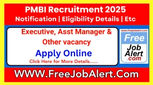 PMBI Executive, Asst Manager & Other Recruitment 2025 - Apply Online for 33 Posts