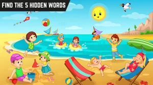 Puzzle IQ Test: Only those with a high IQ People Can Spot The 5 Hidden Words in this Beach Image in 8 Secs