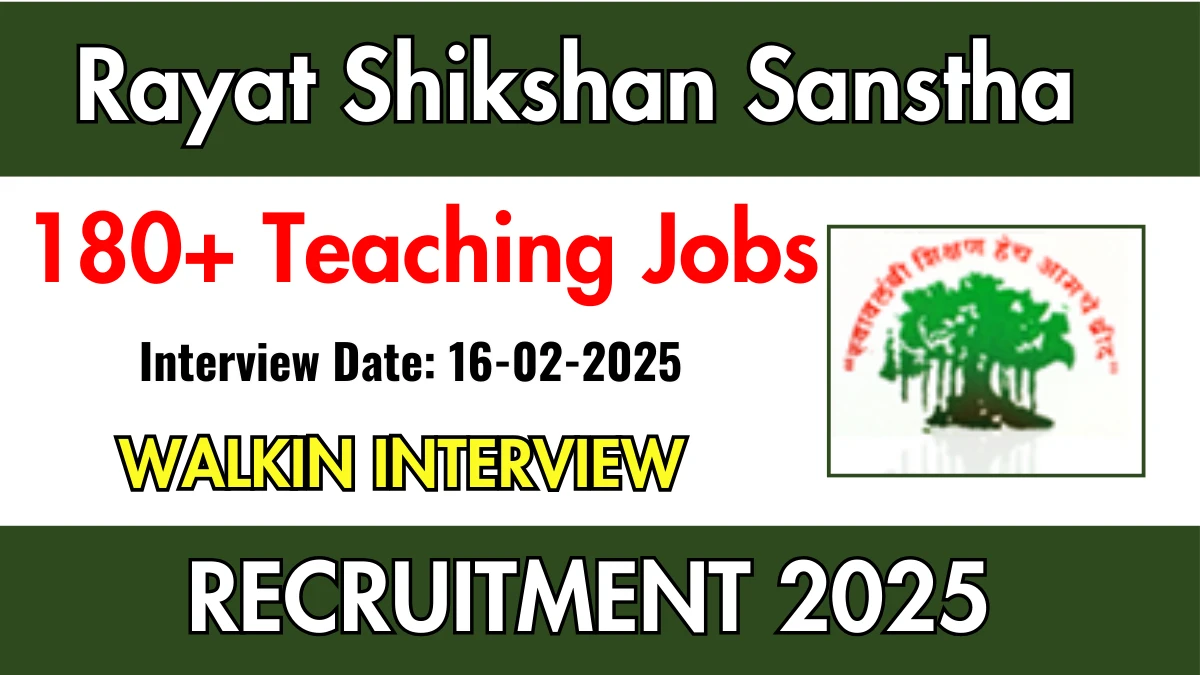 Rayat Shikshan Sanstha Librarian, Computer Teacher & Other Recruitment 2025 – Walk in for 188 Posts