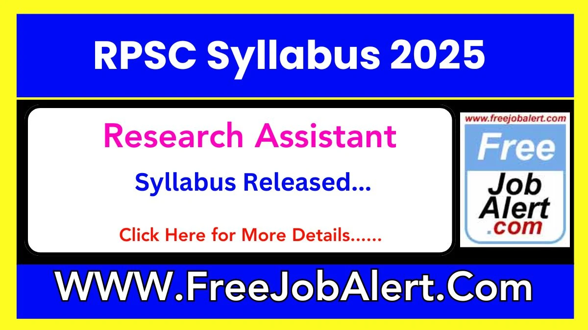 RPSC Research Assistant Syllabus 2025 Announced Download RPSC Research Assistant Exam pattern at rpsc.rajasthan.gov.in