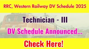RRC, Western Railway Technician - III DV Schedule 2025: Check Document Verification Date @ rrc-wr.com