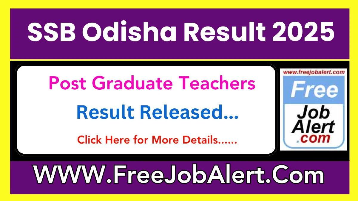 SSB Odisha PGT Result 2025 OUT, Download PGT Result at ssbodisha.ac.in