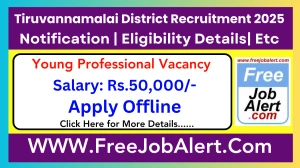 Tiruvannamalai District Young Professional Recruitment 2025 - Apply Offline