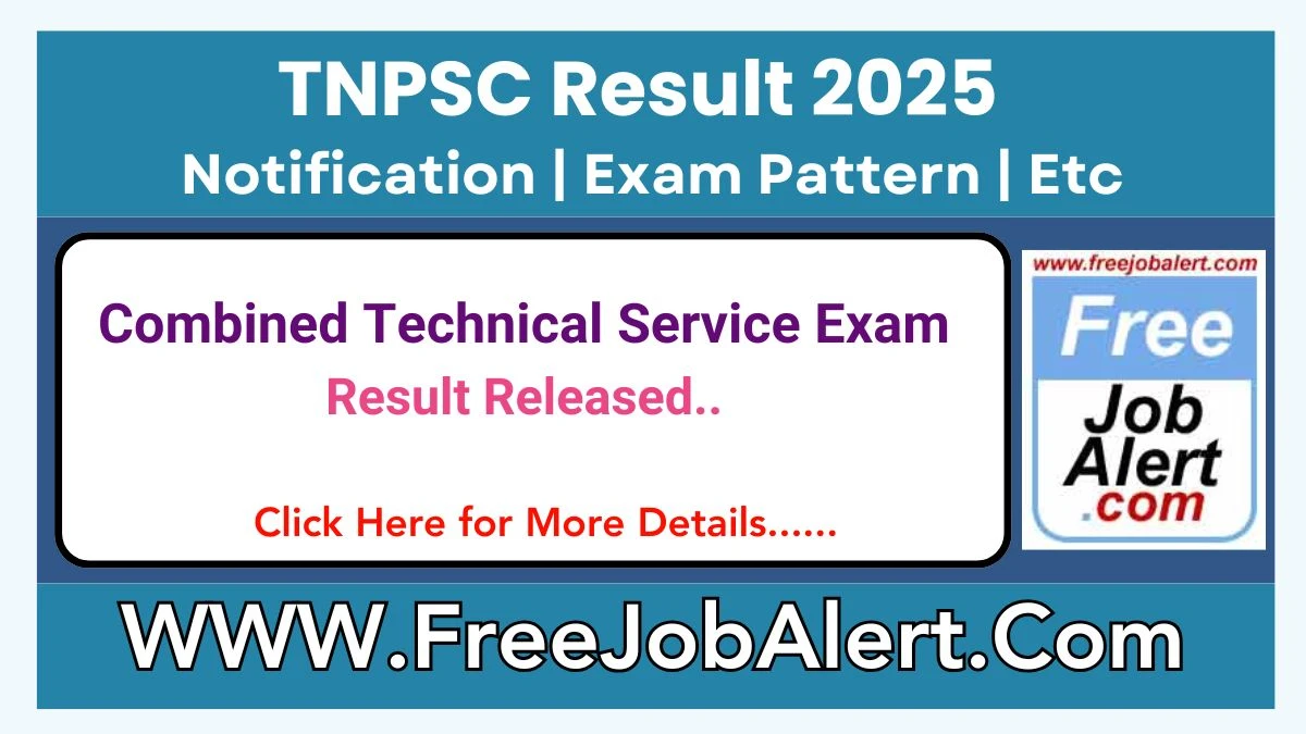 TNPSC Result 2025 Announced. Direct Link to Check TNPSC Combined Technical Service Exam Result 2025 tnpsc.gov.in