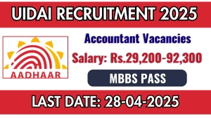 UIDAI Accountant Recruitment 2025 - Apply Offline for 03 Posts