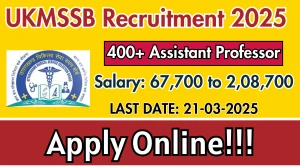 UKMSSB Assistant Professor Recruitment 2025 - Apply Online for 439 Posts